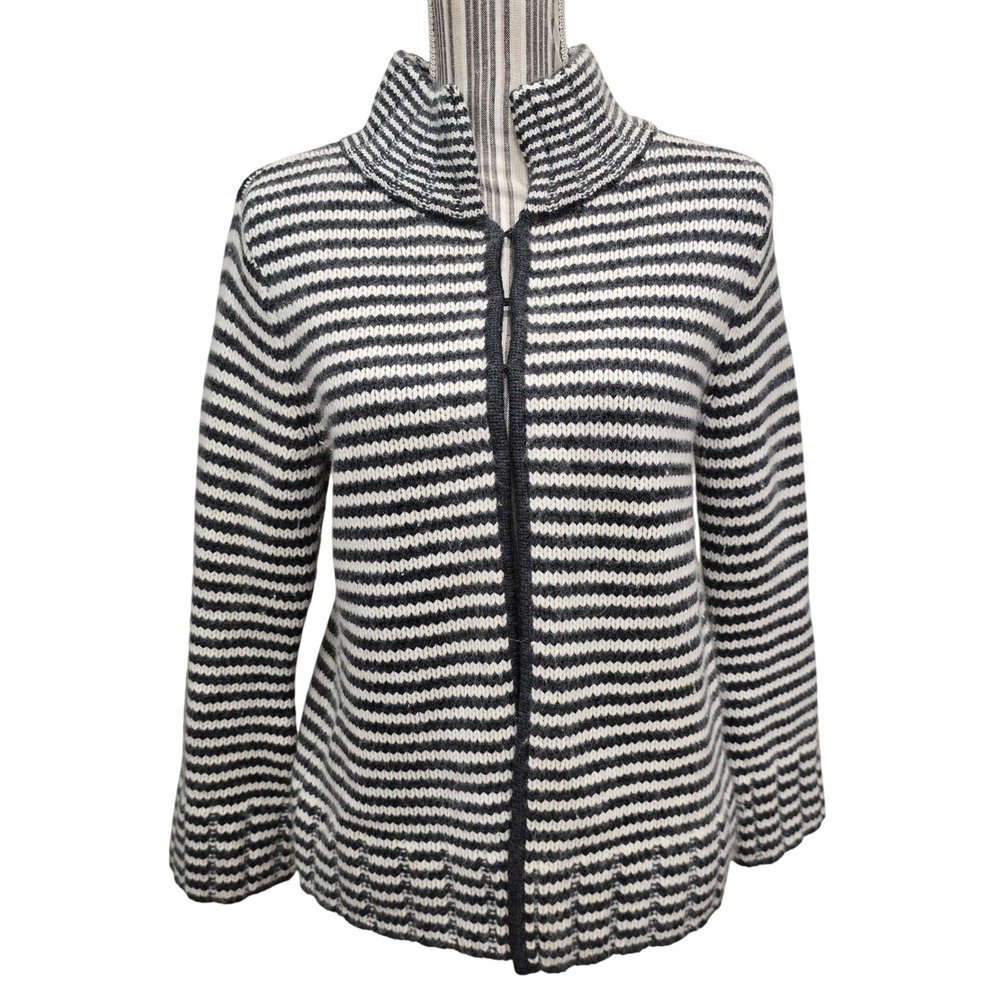 Talbots‎ Merino Lambs Wool Angora Stripe Mock Neck Sweater Womens Size Medium
